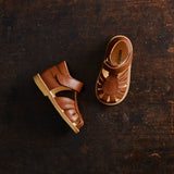 Toddler Leather Petal Scallop Sandals - Cognac