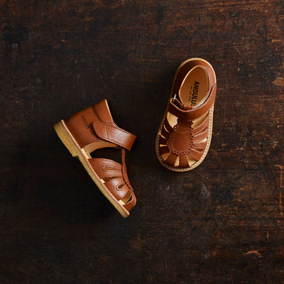 Toddler Petal Scallop Sandals - Cognac
