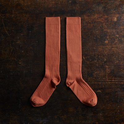 Adult's Cotton Knee Socks - Cinnamon