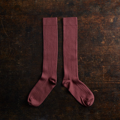 Adult's Cotton Knee Socks - Chestnut