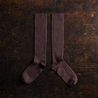 Adult's Cotton Knee Socks - Chocolate