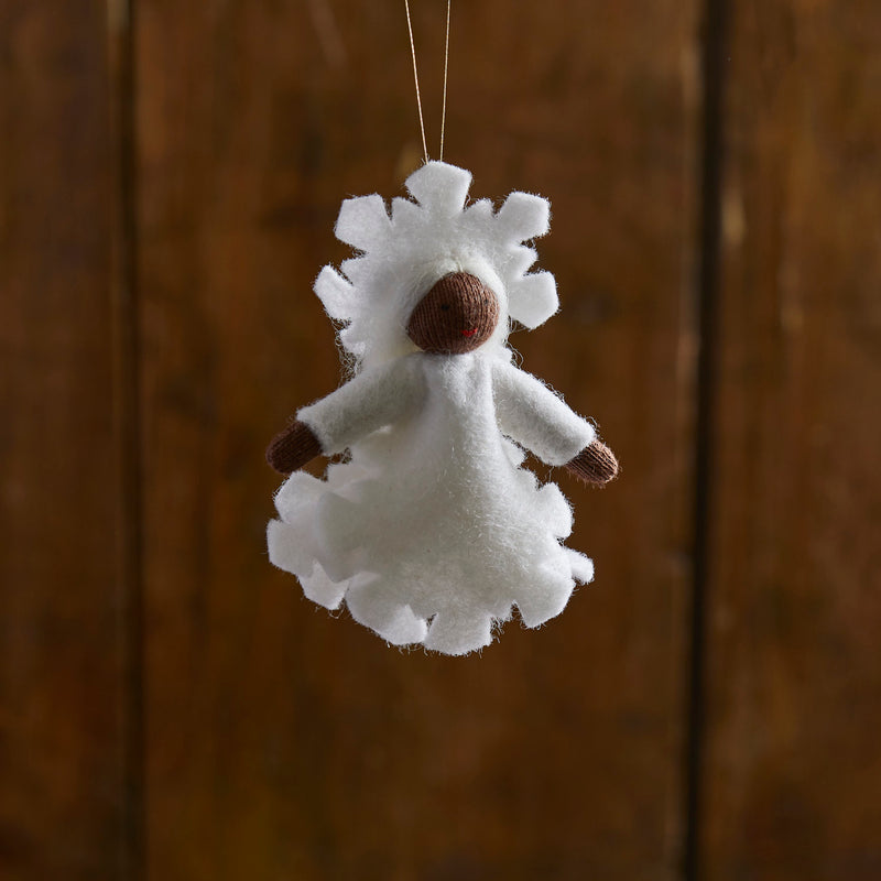 Handmade Small Wool Hanging Fairy - Snow Crystal - Black