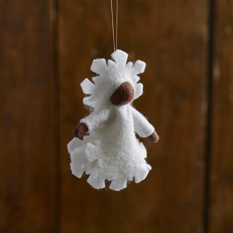 Handmade Small Wool Hanging Fairy - Snow Crystal - Black