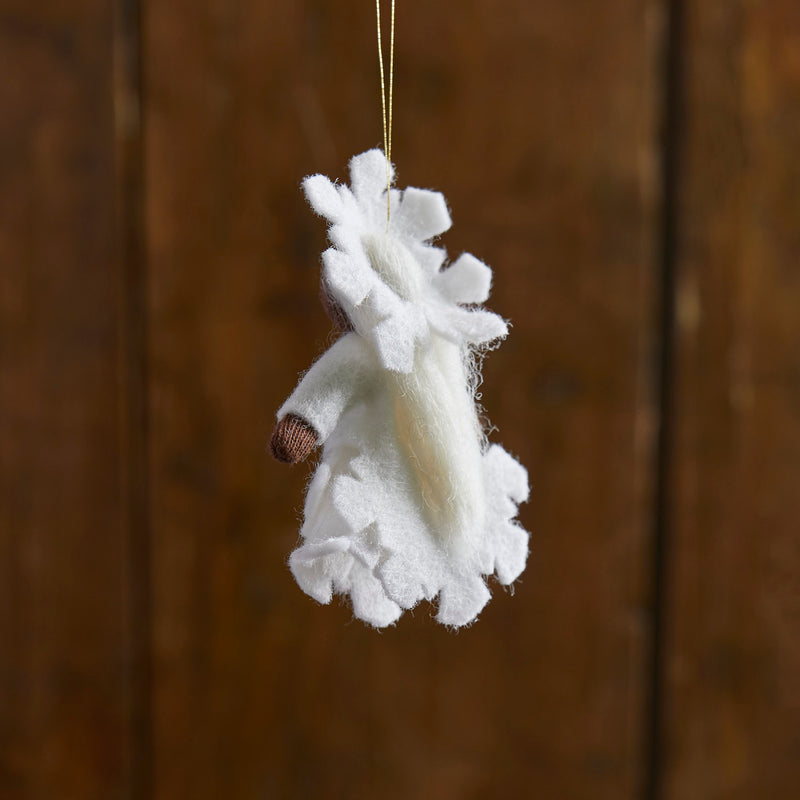 Handmade Small Wool Hanging Fairy - Snow Crystal - Black