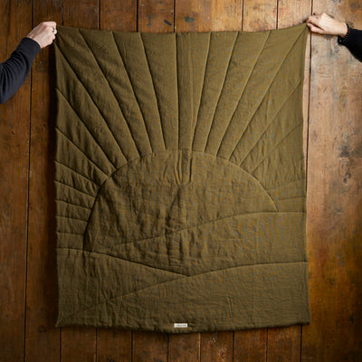 Linen Quilted Play Mat - Seaweed