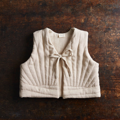 Linen Quilted Vest - Oatmeal