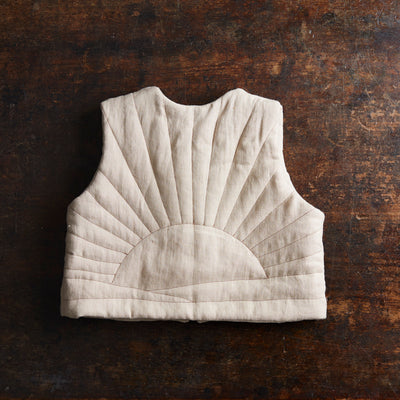 Linen Quilted Vest - Oatmeal