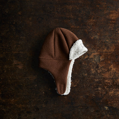 Boiled Merino Wool/Sherpa Fynn Hat - Hazelnut