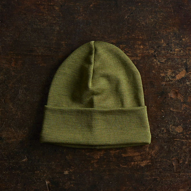 Merino Wool & Silk Beanie - Moss