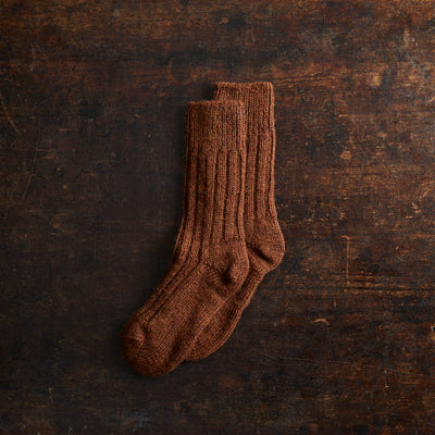 Adult's Wool Tweed Socks - Rust