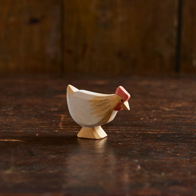 Handcrafted Wooden Hen Ochre Standing