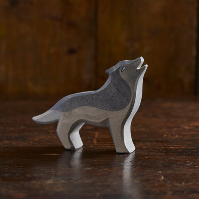 Handcrafted Wooden Howling Wolf