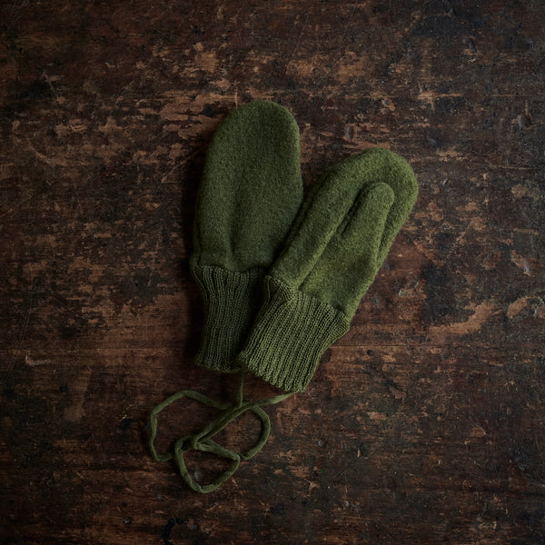 Boiled Merino Wool Gloves - Olive