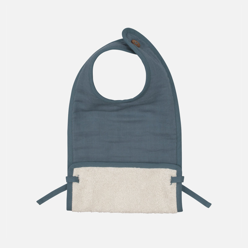 Cotton Muslin/Terry Feeding Bib - Blue Spruce