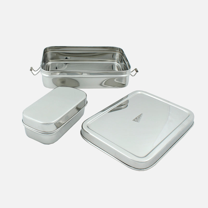 Stainless Steel Large Rectangle Lunch Box with Mini