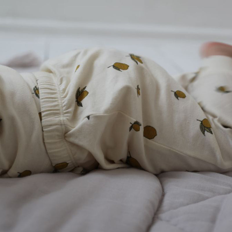 Cotton Newborn Leggings - Lemon Print