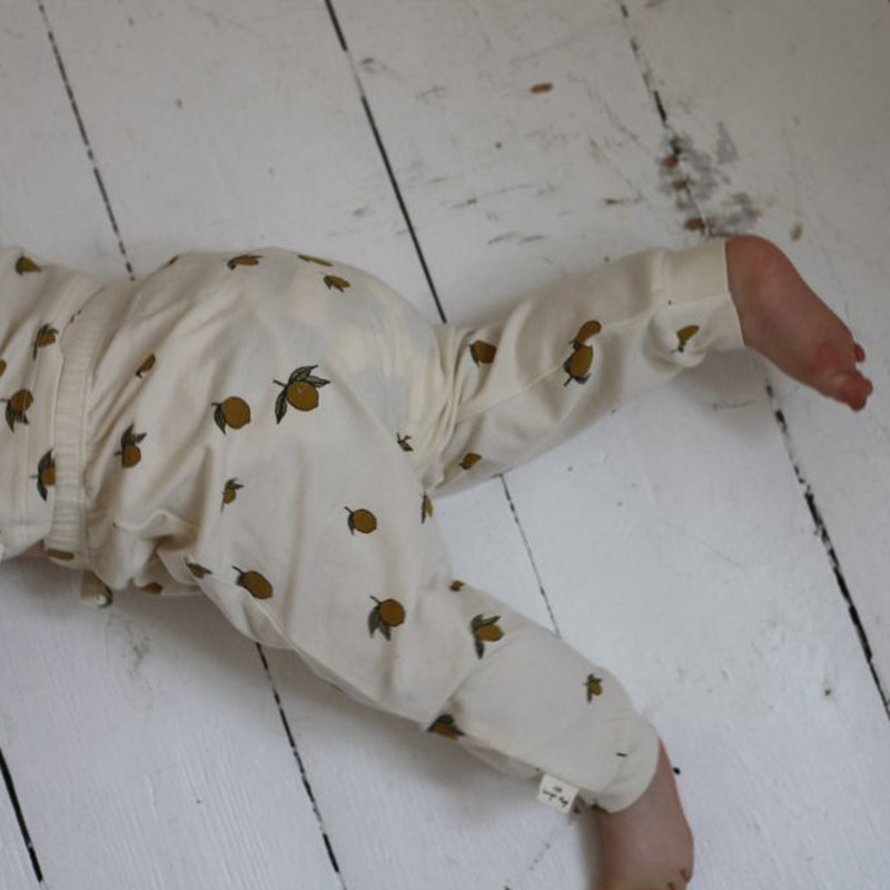 Cotton Newborn Leggings - Lemon Print