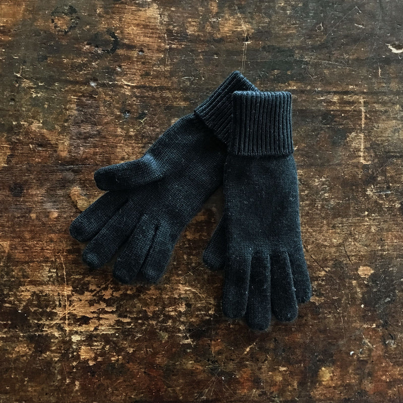 Womens Merino Wool Knitted Gloves - Black