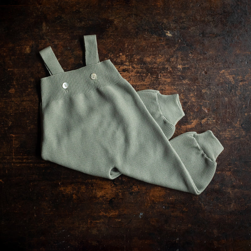 Baby Cotton Dungarees - Sage Green