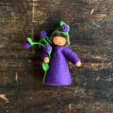 Handmade Wool Flower Fairy - Blueberry Boy - Brown