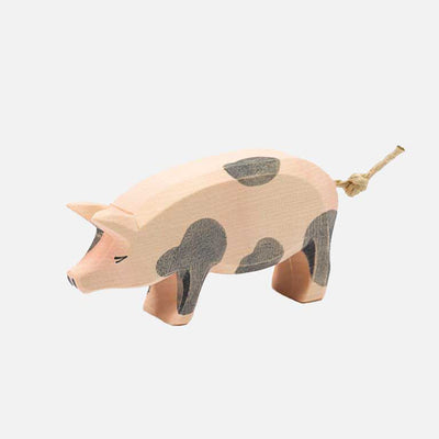Handcrafted Wooden Head High Spotted Pig