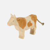 Handcrafted Wooden Brown & White Standing Cow