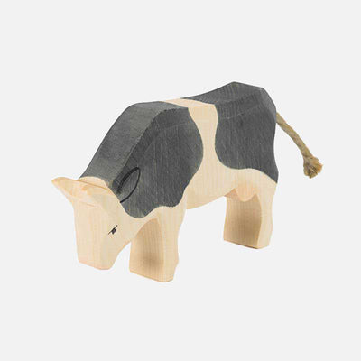 Handcrafted Wooden Cow Eating