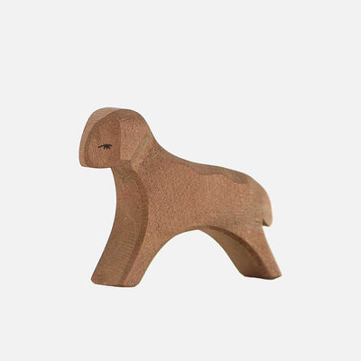 Handcrafted Wooden Brown Running Lamb