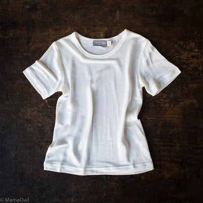 Silk Jersey Short Sleeve Kids Shirt - Natural White