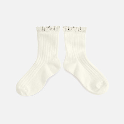 Babies & Kids Cotton Short Socks With Lace  - Cream