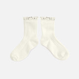 Babies & Kids Cotton Short Socks With Lace  - Cream