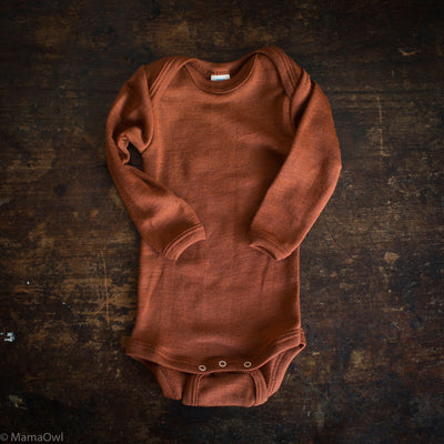 Robin Baby Body - Merino Wool & Silk - Deep Rust