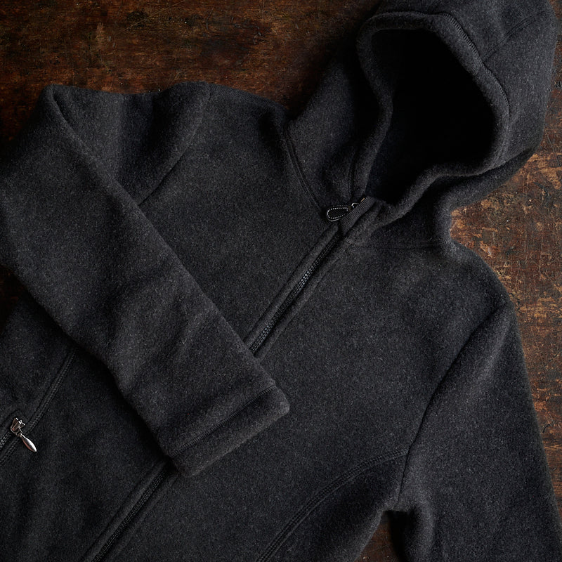 Womens Merino Wool Fleece Jacket - Black