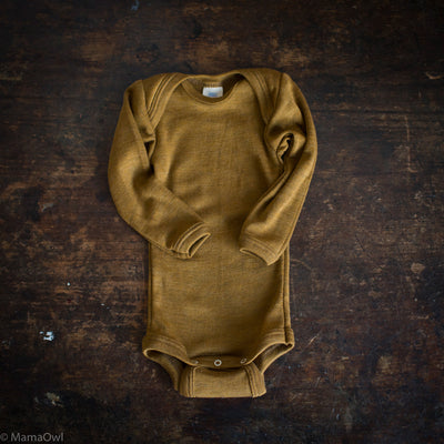 Robin Baby Body - Merino Wool & Silk - Deep Ochre