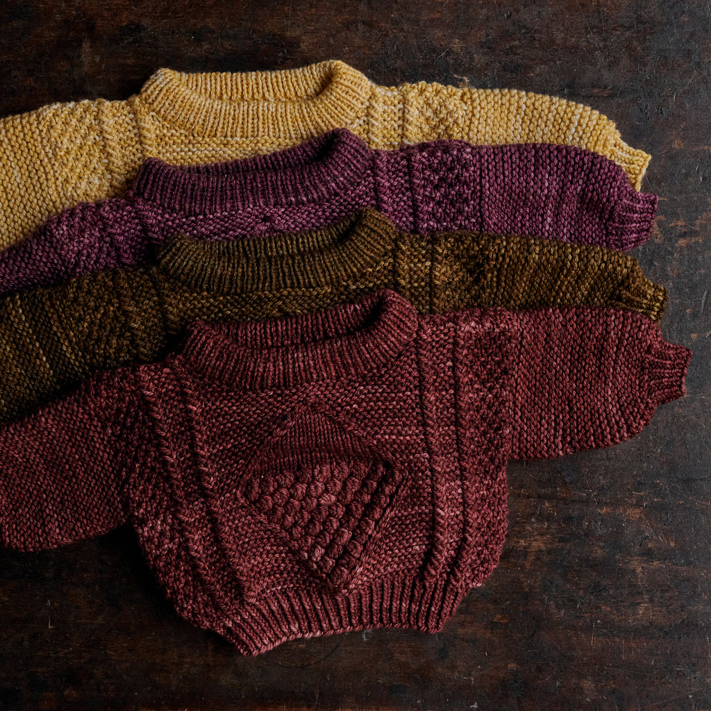 Hand Knit Merino Wool Aran Diamond Sweater - Mulberry
