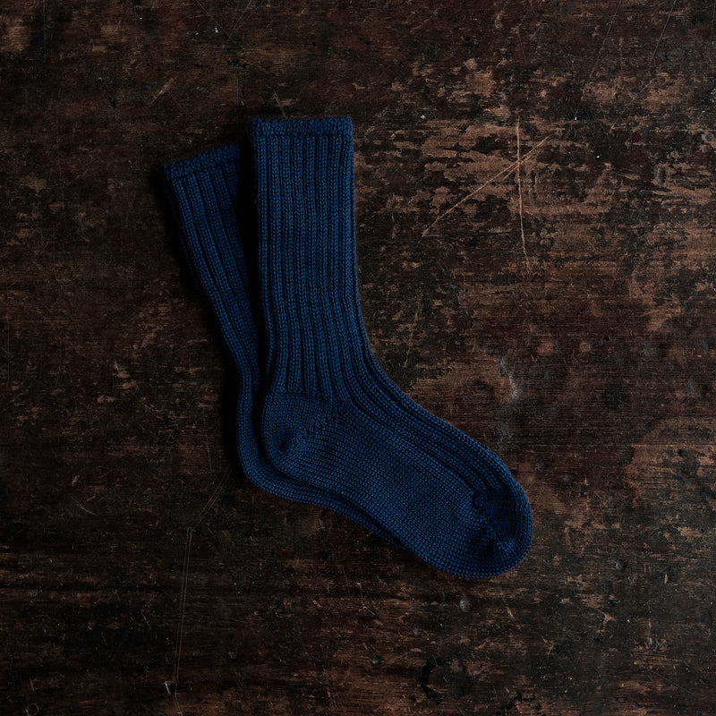 Wool Long Kids Socks - Navy