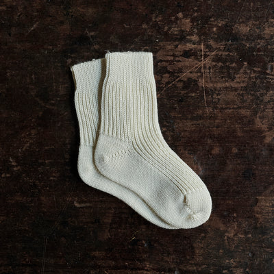 Wool Chunky Rib Socks - Natural