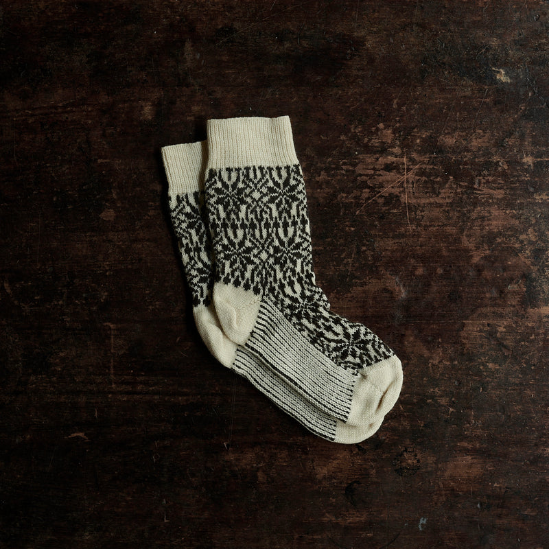 Adults Wool Nordic Star Socks - Natural/Cocoa