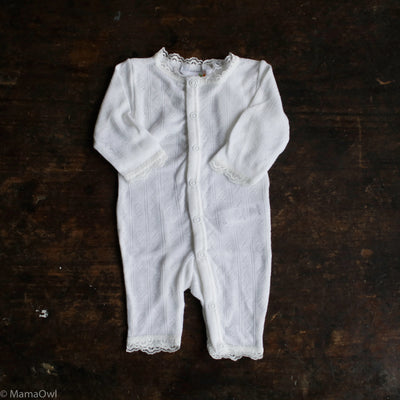 Baby & Kids Merino Wool/Silk Lace Romper - Natural