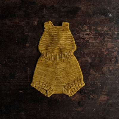 Hand Knit Merino Wool Sugar Maple Sunsuit - Citron