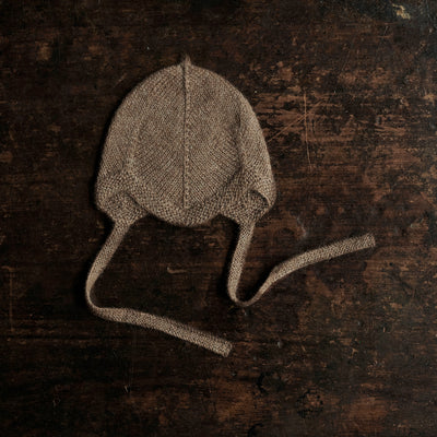 Baby Hand Knit Alpaca Bonnet - Brown