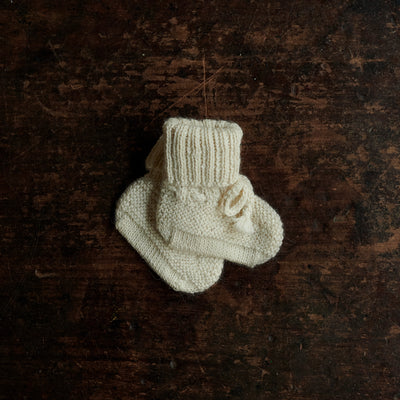 Hand Knit Baby Alpaca Booties - Natural