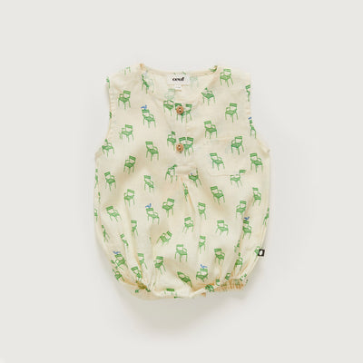 Cotton/Linen Sleeveless Pocket Romper - Gardenia Chair