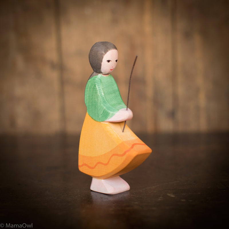 Handcrafted Wooden Goose Girl