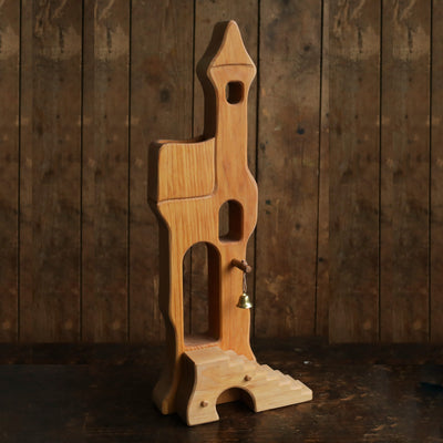 Handcrafted Wooden Very Large Tower W/ Bell & Stairs