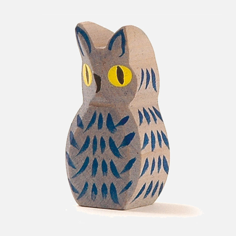 Handcrafted Wooden Owl - Blue or Natural