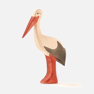 Handcrafted Wooden Standing Stork