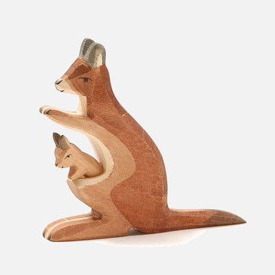 Handcrafted Wooden kangaroo with baby - More Options