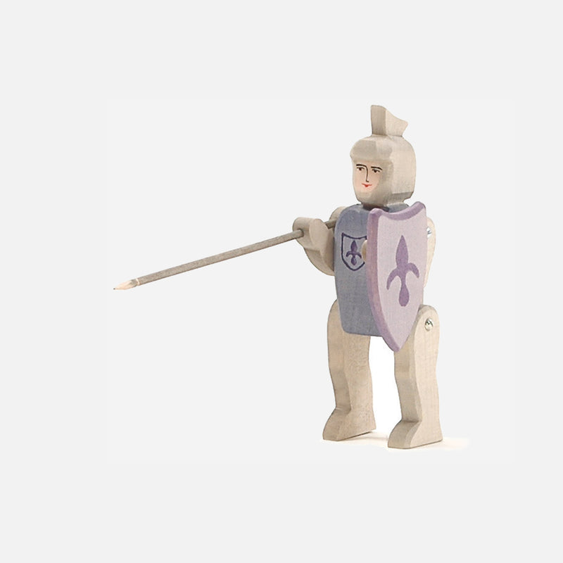 Handcrafted Wooden Riding Knight - Blue