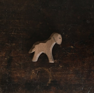 Handcrafted Wooden Brown Running Lamb